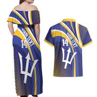 Custom Barbados Royals Cricket Couples Matching Off Shoulder Maxi Dress and Hawaiian Shirt Go Champions Tridents Yellow Version