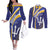 Custom Barbados Royals Cricket Couples Matching Off The Shoulder Long Sleeve Dress and Long Sleeve Button Shirt Go Champions Tridents Yellow Version