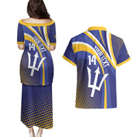 Custom Barbados Royals Cricket Couples Matching Puletasi and Hawaiian Shirt Go Champions Tridents Yellow Version