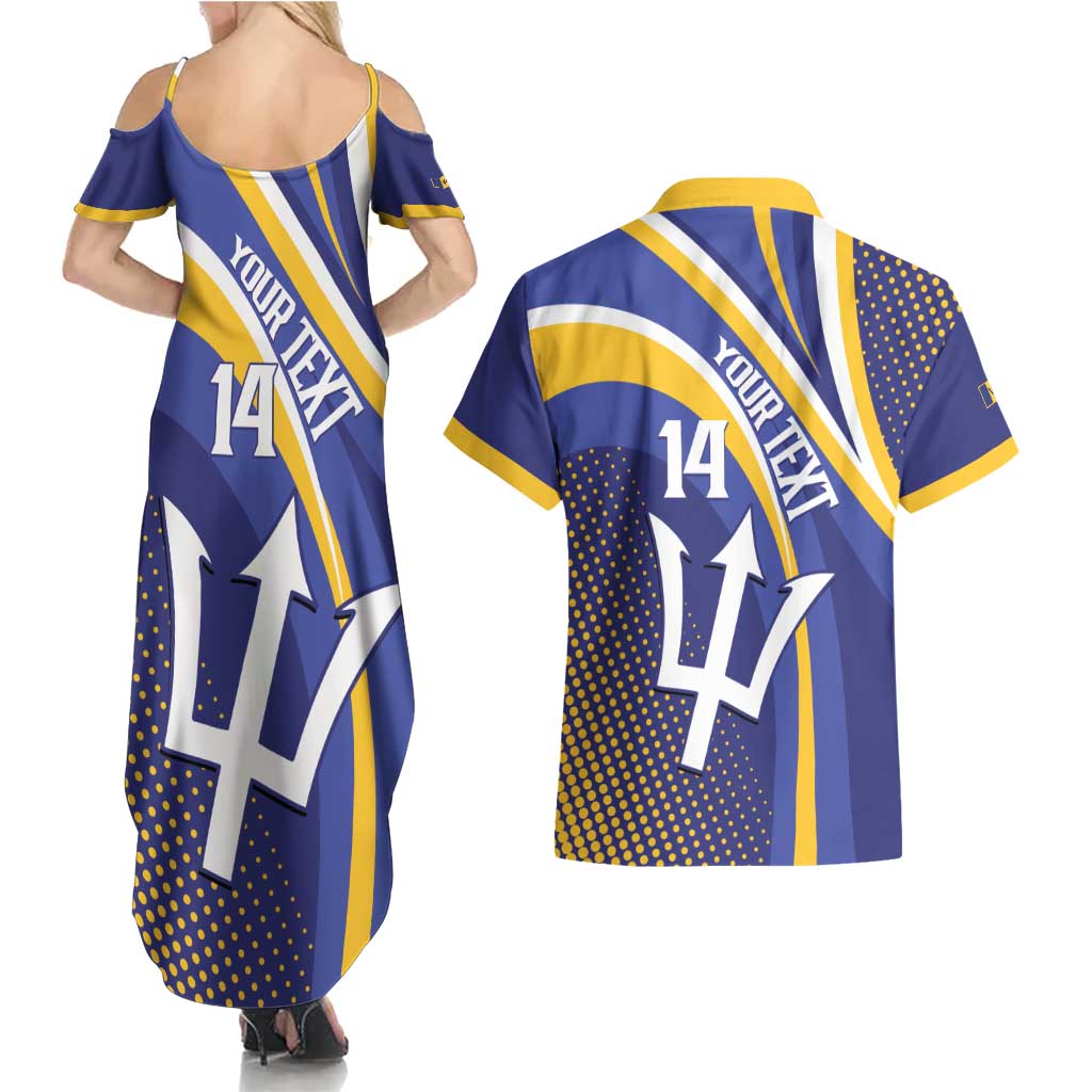 Custom Barbados Royals Cricket Couples Matching Summer Maxi Dress and Hawaiian Shirt Go Champions Tridents Yellow Version