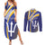 Custom Barbados Royals Cricket Couples Matching Summer Maxi Dress and Long Sleeve Button Shirt Go Champions Tridents Yellow Version
