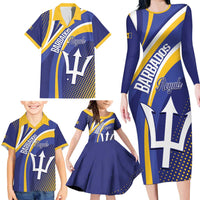 Custom Barbados Royals Cricket Family Matching Long Sleeve Bodycon Dress and Hawaiian Shirt Go Champions Tridents Yellow Version