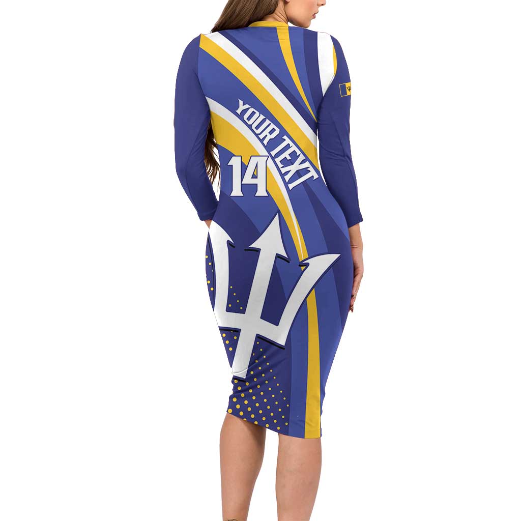 Custom Barbados Royals Cricket Family Matching Long Sleeve Bodycon Dress and Hawaiian Shirt Go Champions Tridents Yellow Version