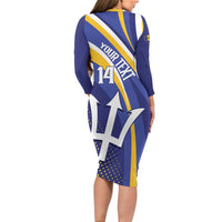 Custom Barbados Royals Cricket Family Matching Long Sleeve Bodycon Dress and Hawaiian Shirt Go Champions Tridents Yellow Version
