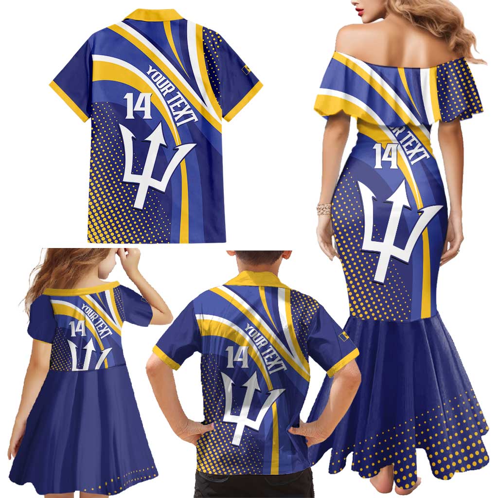 Custom Barbados Royals Cricket Family Matching Mermaid Dress and Hawaiian Shirt Go Champions Tridents Yellow Version