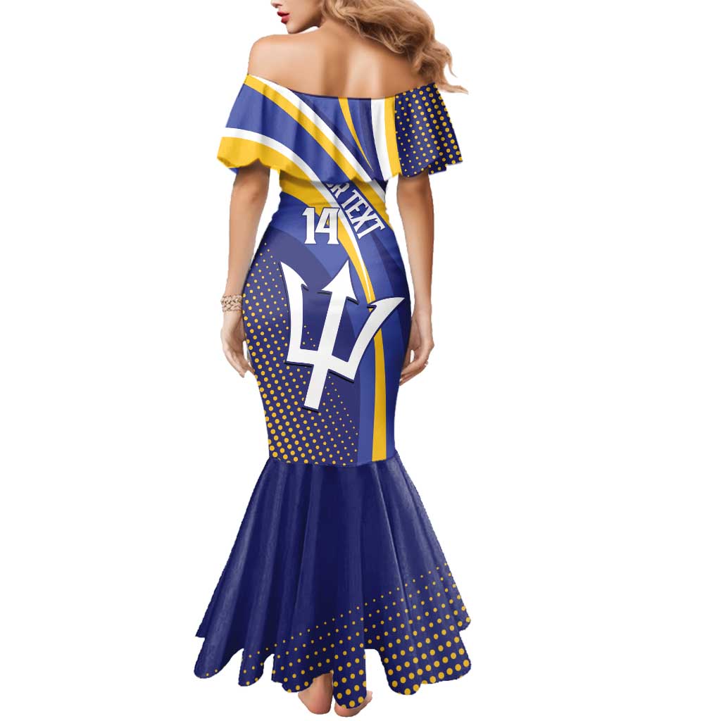 Custom Barbados Royals Cricket Family Matching Mermaid Dress and Hawaiian Shirt Go Champions Tridents Yellow Version