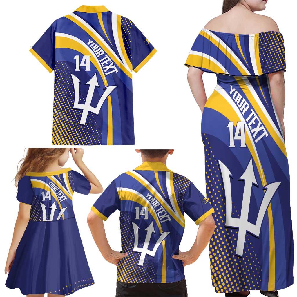 Custom Barbados Royals Cricket Family Matching Off Shoulder Maxi Dress and Hawaiian Shirt Go Champions Tridents Yellow Version
