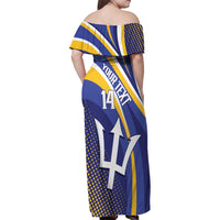 Custom Barbados Royals Cricket Family Matching Off Shoulder Maxi Dress and Hawaiian Shirt Go Champions Tridents Yellow Version