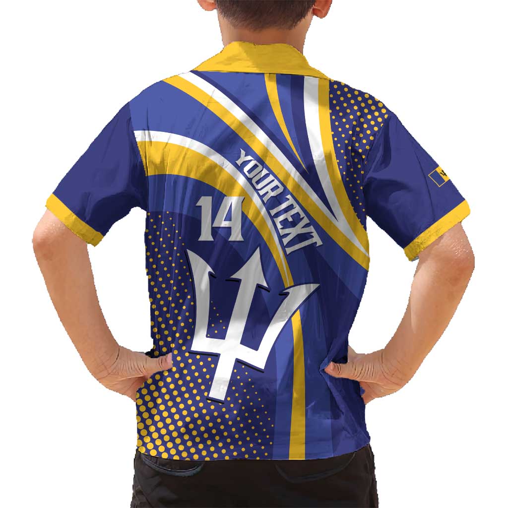 Custom Barbados Royals Cricket Family Matching Off Shoulder Short Dress and Hawaiian Shirt Go Champions Tridents Yellow Version