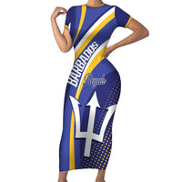 Custom Barbados Royals Cricket Family Matching Short Sleeve Bodycon Dress and Hawaiian Shirt Go Champions Tridents Yellow Version