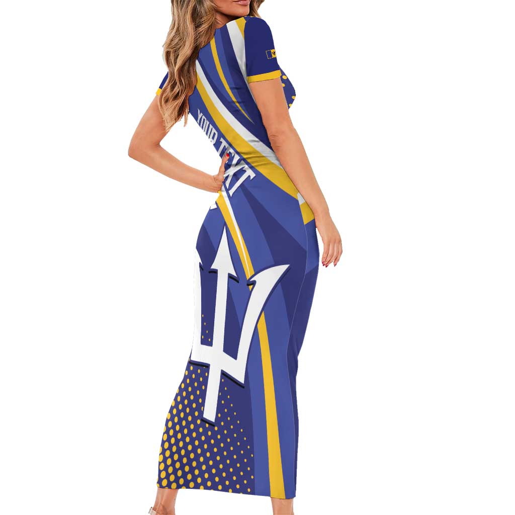 Custom Barbados Royals Cricket Family Matching Short Sleeve Bodycon Dress and Hawaiian Shirt Go Champions Tridents Yellow Version