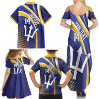 Custom Barbados Royals Cricket Family Matching Summer Maxi Dress and Hawaiian Shirt Go Champions Tridents Yellow Version