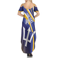 Custom Barbados Royals Cricket Family Matching Summer Maxi Dress and Hawaiian Shirt Go Champions Tridents Yellow Version