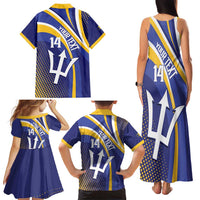 Custom Barbados Royals Cricket Family Matching Tank Maxi Dress and Hawaiian Shirt Go Champions Tridents Yellow Version