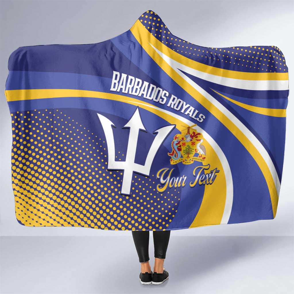 Custom Barbados Royals Cricket Hooded Blanket Go Champions Tridents Yellow Version