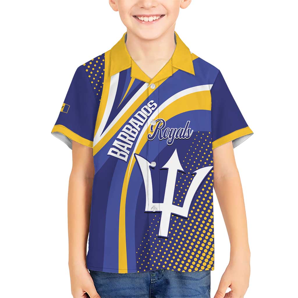Custom Barbados Royals Cricket Kid Hawaiian Shirt Go Champions Tridents Yellow Version