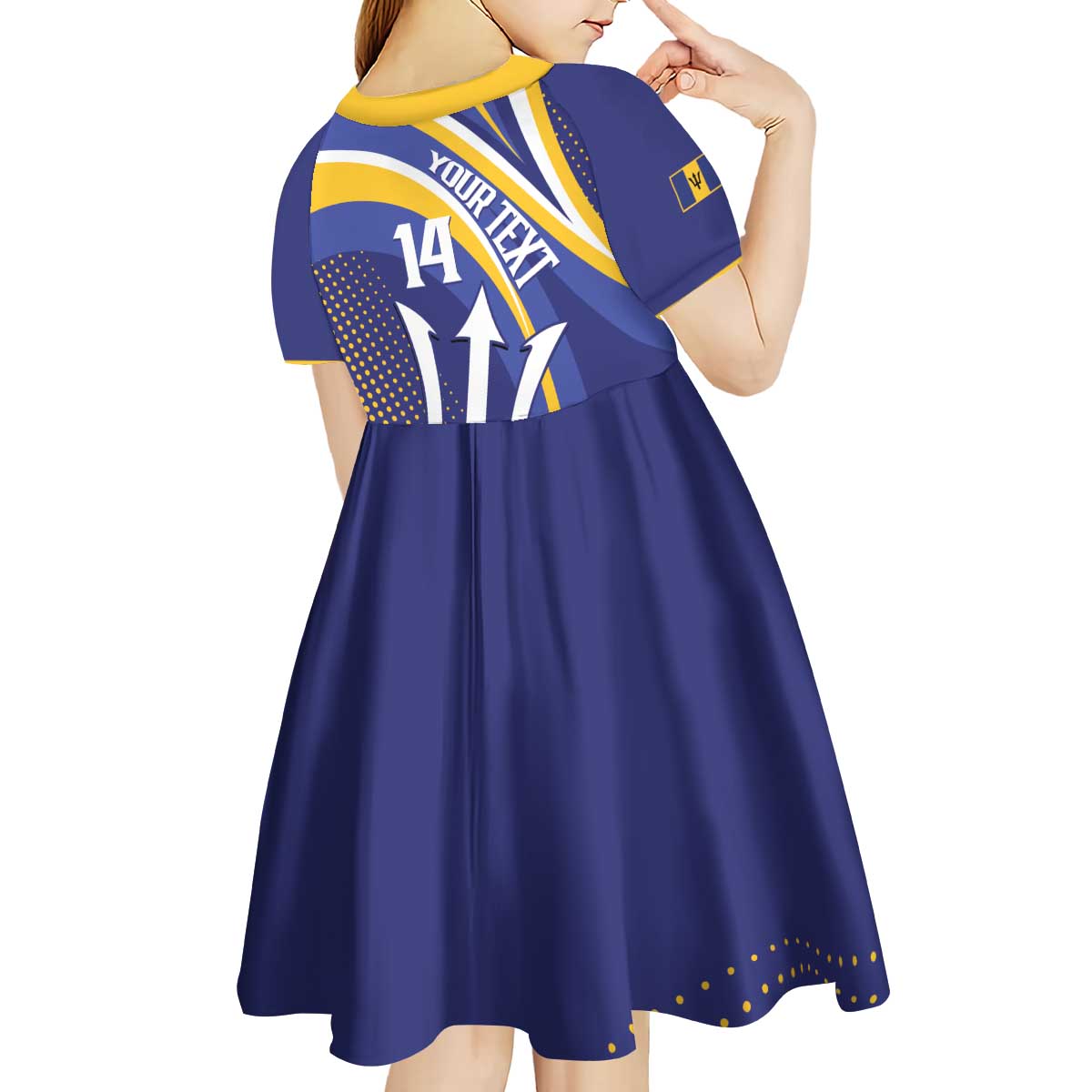 Custom Barbados Royals Cricket Kid Short Sleeve Dress Go Champions Tridents Yellow Version