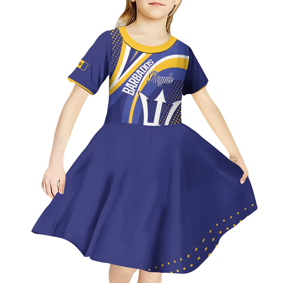 Custom Barbados Royals Cricket Kid Short Sleeve Dress Go Champions Tridents Yellow Version