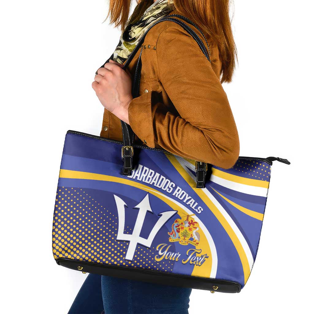 Custom Barbados Royals Cricket Leather Tote Bag Go Champions Tridents Yellow Version