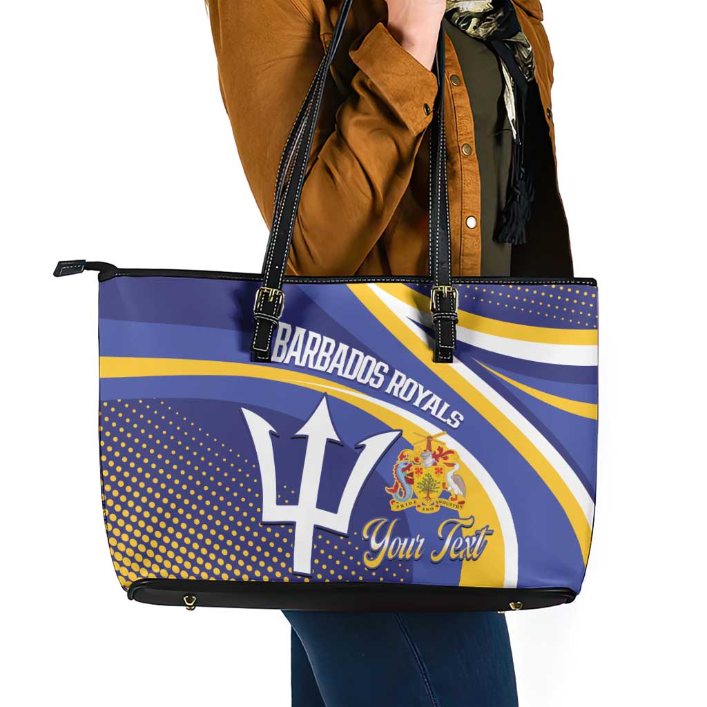 Custom Barbados Royals Cricket Leather Tote Bag Go Champions Tridents Yellow Version