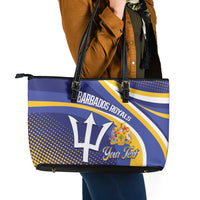 Custom Barbados Royals Cricket Leather Tote Bag Go Champions Tridents Yellow Version