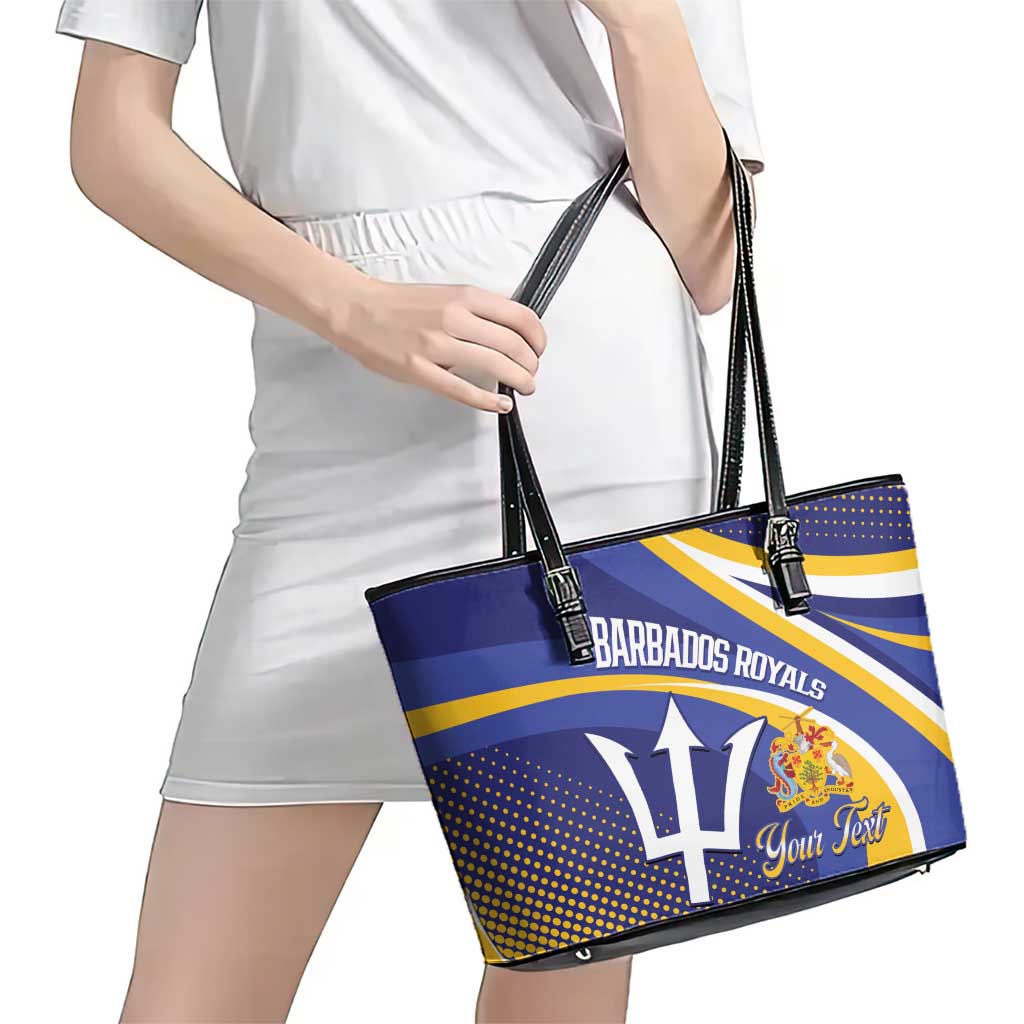 Custom Barbados Royals Cricket Leather Tote Bag Go Champions Tridents Yellow Version