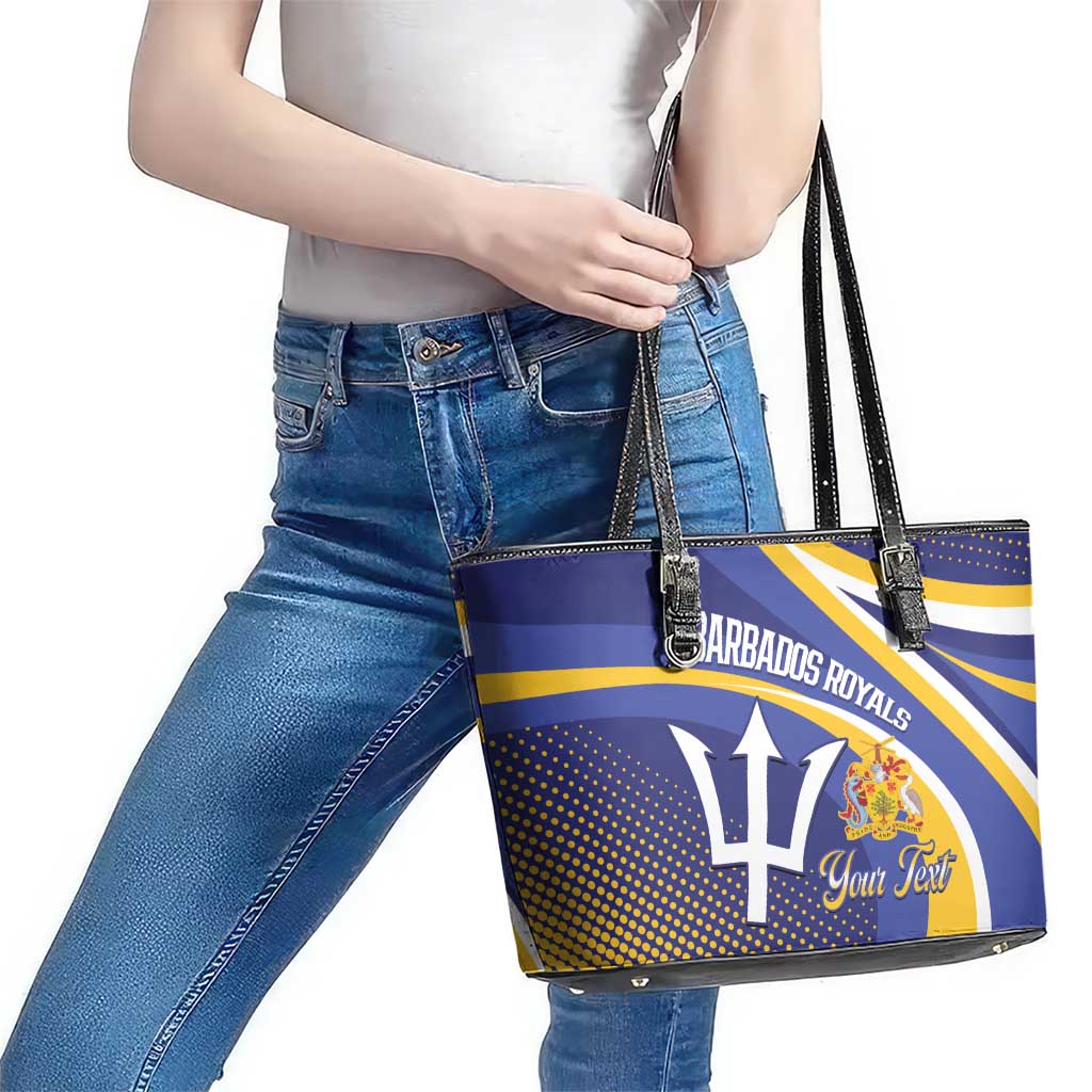 Custom Barbados Royals Cricket Leather Tote Bag Go Champions Tridents Yellow Version