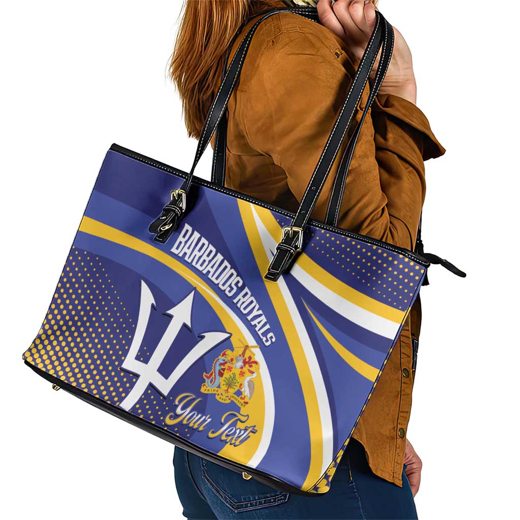 Custom Barbados Royals Cricket Leather Tote Bag Go Champions Tridents Yellow Version
