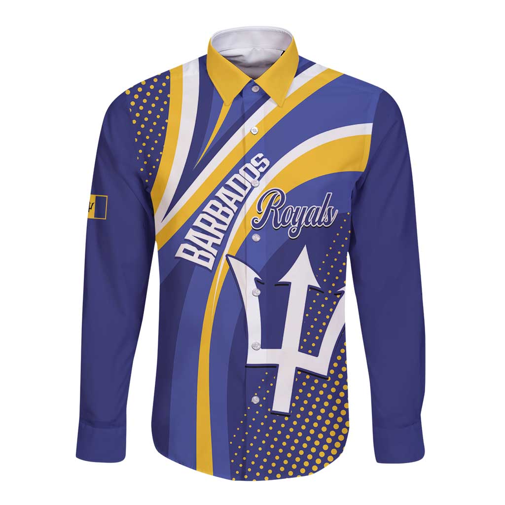 Custom Barbados Royals Cricket Long Sleeve Button Shirt Go Champions Tridents Yellow Version