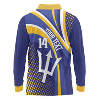 Custom Barbados Royals Cricket Long Sleeve Polo Shirt Go Champions Tridents Yellow Version