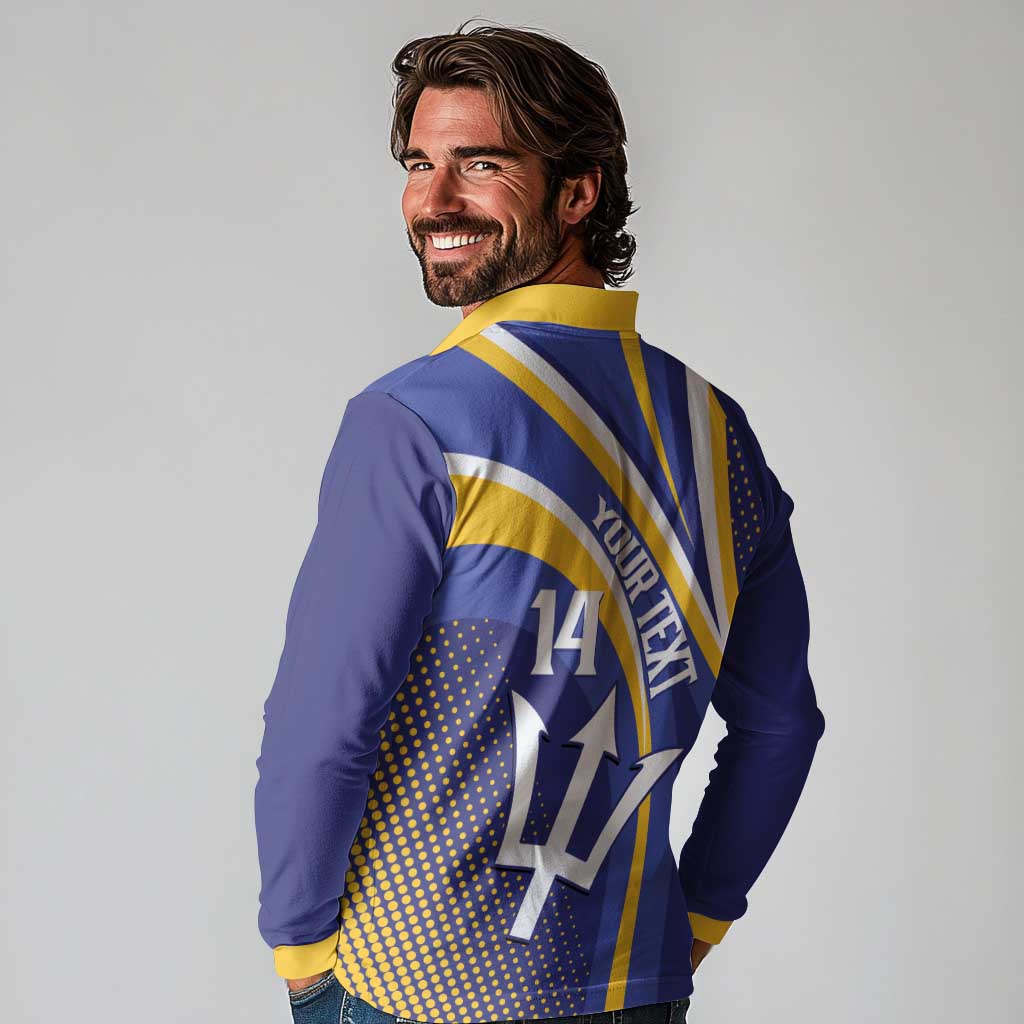 Custom Barbados Royals Cricket Long Sleeve Polo Shirt Go Champions Tridents Yellow Version