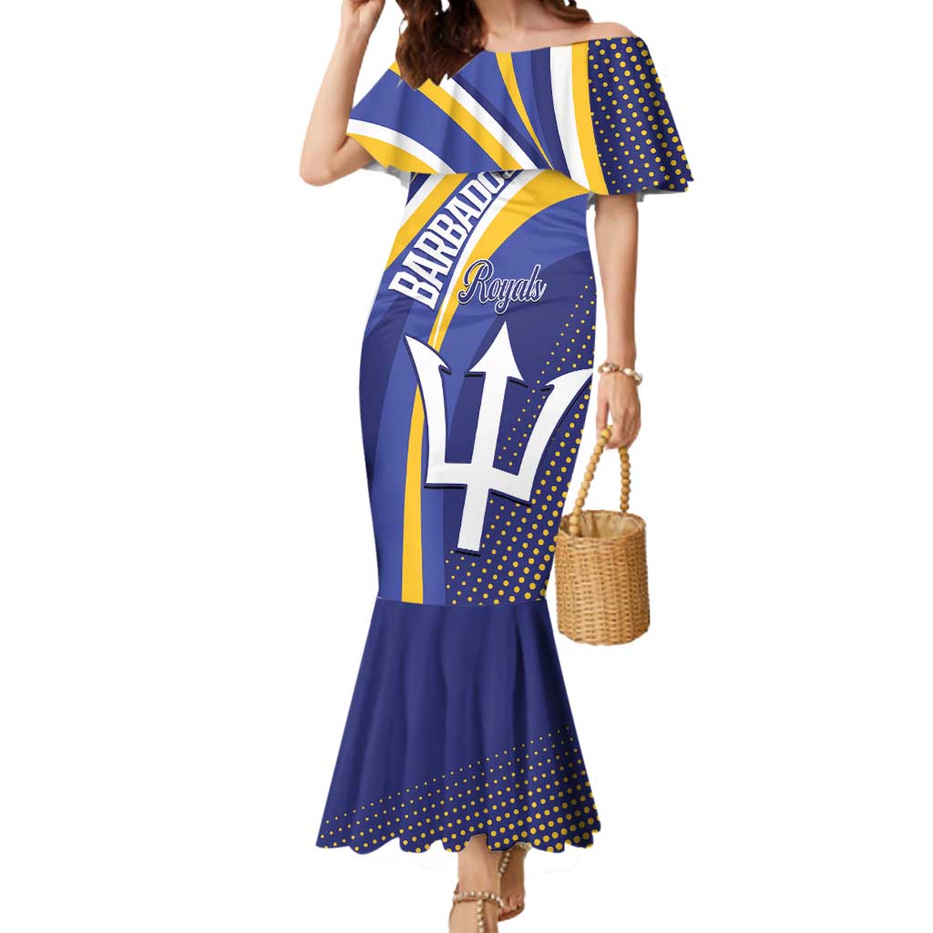 Custom Barbados Royals Cricket Mermaid Dress Go Champions Tridents Yellow Version