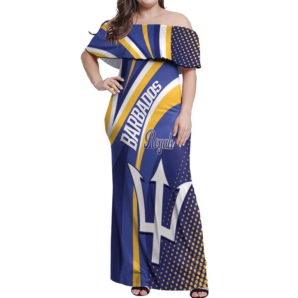 Custom Barbados Royals Cricket Off Shoulder Maxi Dress Go Champions Tridents Yellow Version