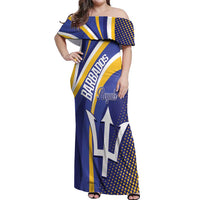 Custom Barbados Royals Cricket Off Shoulder Maxi Dress Go Champions Tridents Yellow Version