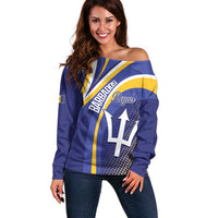 Custom Barbados Royals Cricket Off Shoulder Sweater Go Champions Tridents Yellow Version