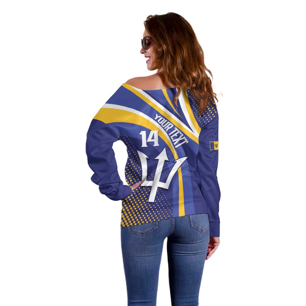 Custom Barbados Royals Cricket Off Shoulder Sweater Go Champions Tridents Yellow Version