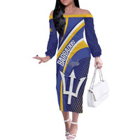 Custom Barbados Royals Cricket Off The Shoulder Long Sleeve Dress Go Champions Tridents Yellow Version