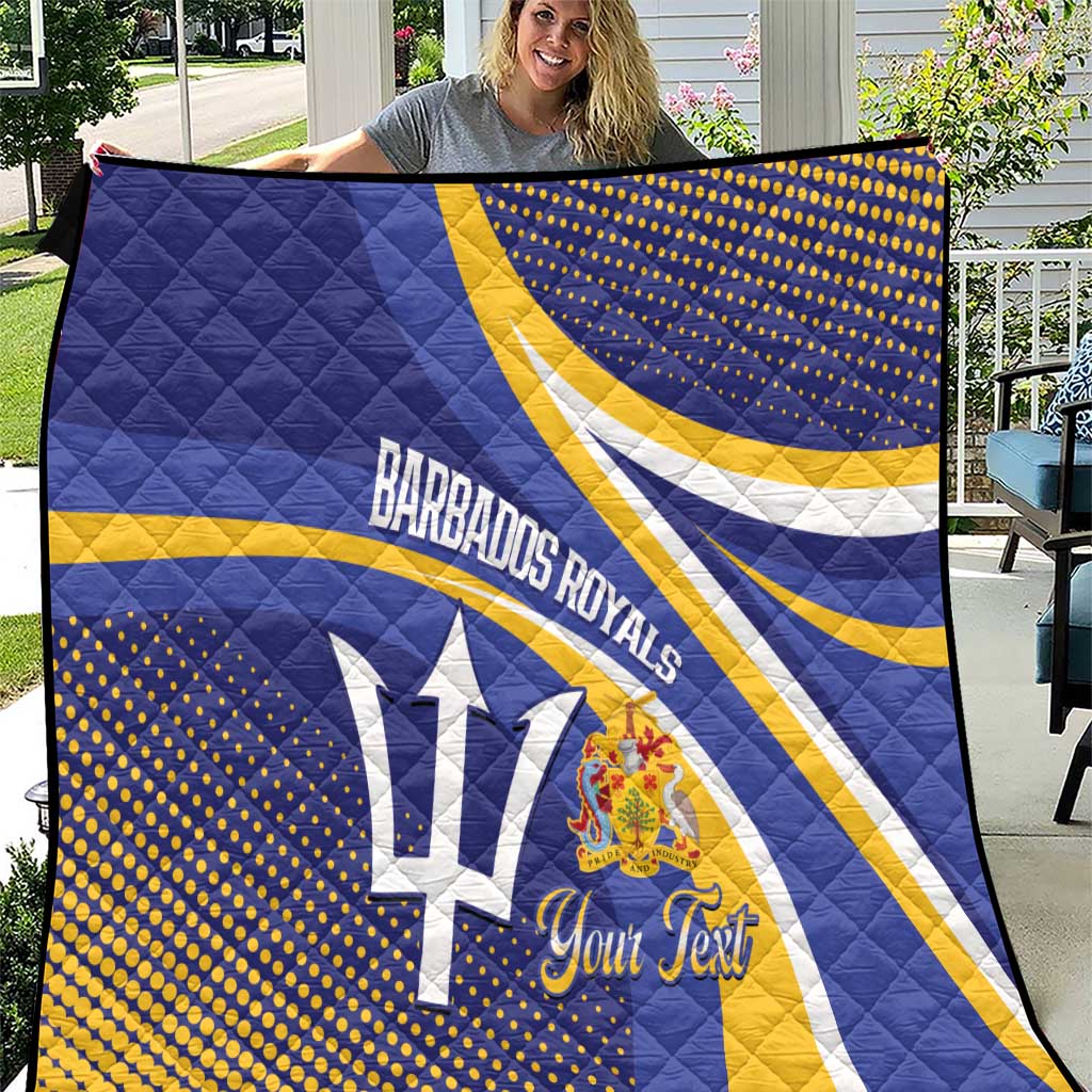 Custom Barbados Royals Cricket Quilt Go Champions Tridents Yellow Version