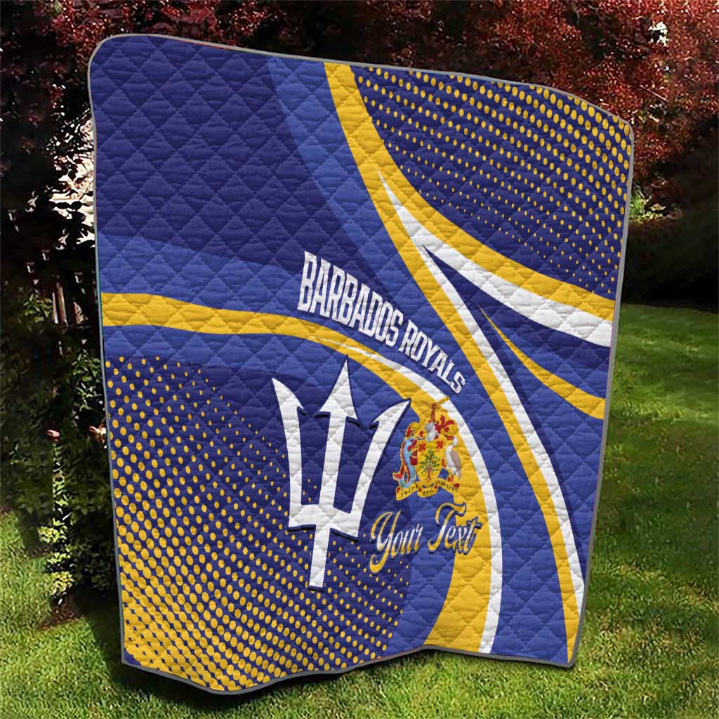 Custom Barbados Royals Cricket Quilt Go Champions Tridents Yellow Version