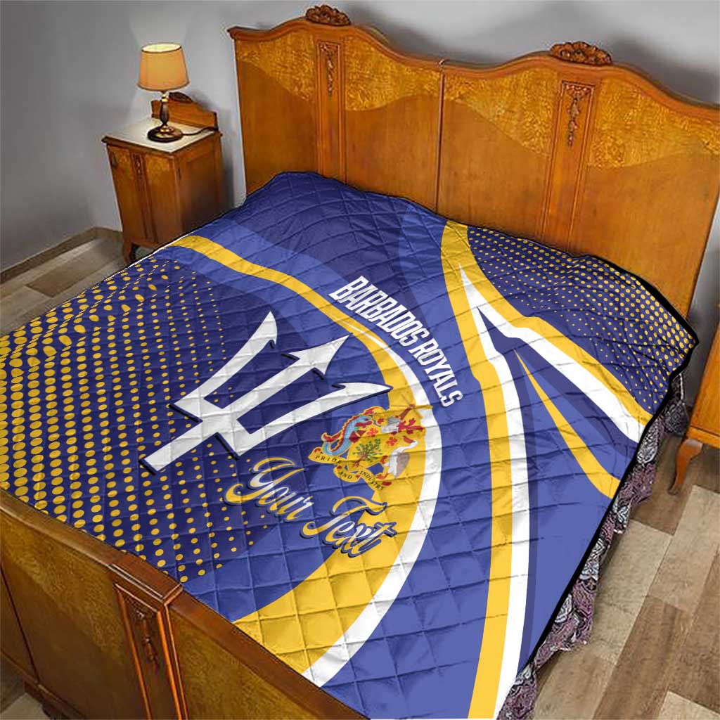 Custom Barbados Royals Cricket Quilt Go Champions Tridents Yellow Version