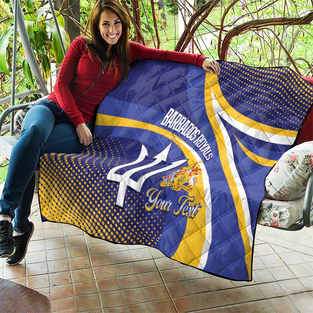 Custom Barbados Royals Cricket Quilt Go Champions Tridents Yellow Version