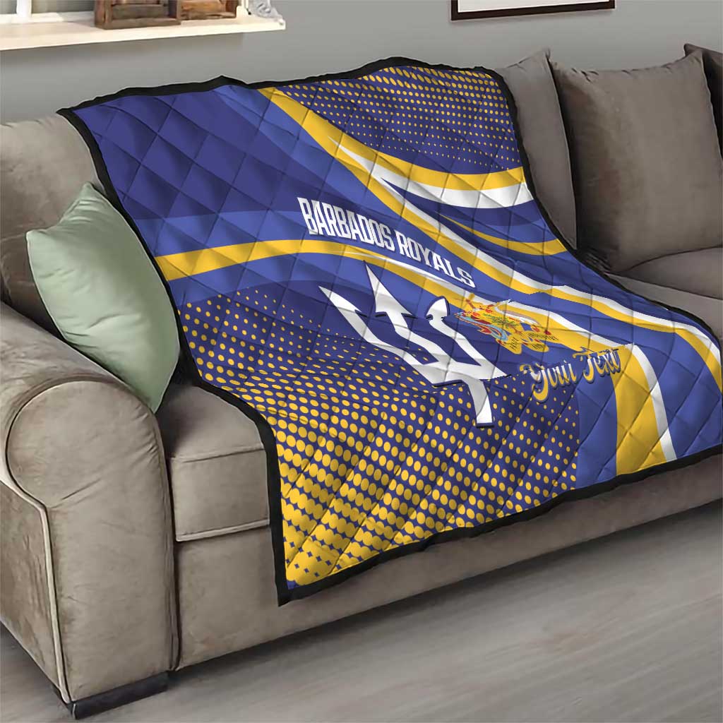 Custom Barbados Royals Cricket Quilt Go Champions Tridents Yellow Version