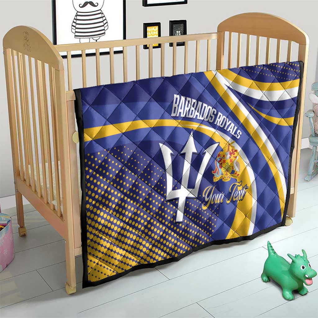 Custom Barbados Royals Cricket Quilt Go Champions Tridents Yellow Version