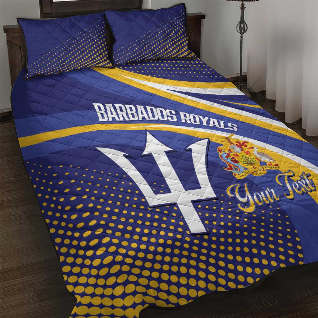 Custom Barbados Royals Cricket Quilt Bed Set Go Champions Tridents Yellow Version