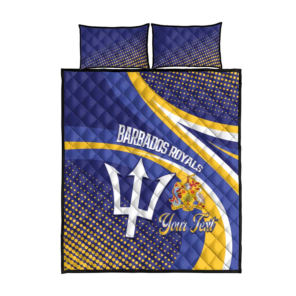 Custom Barbados Royals Cricket Quilt Bed Set Go Champions Tridents Yellow Version