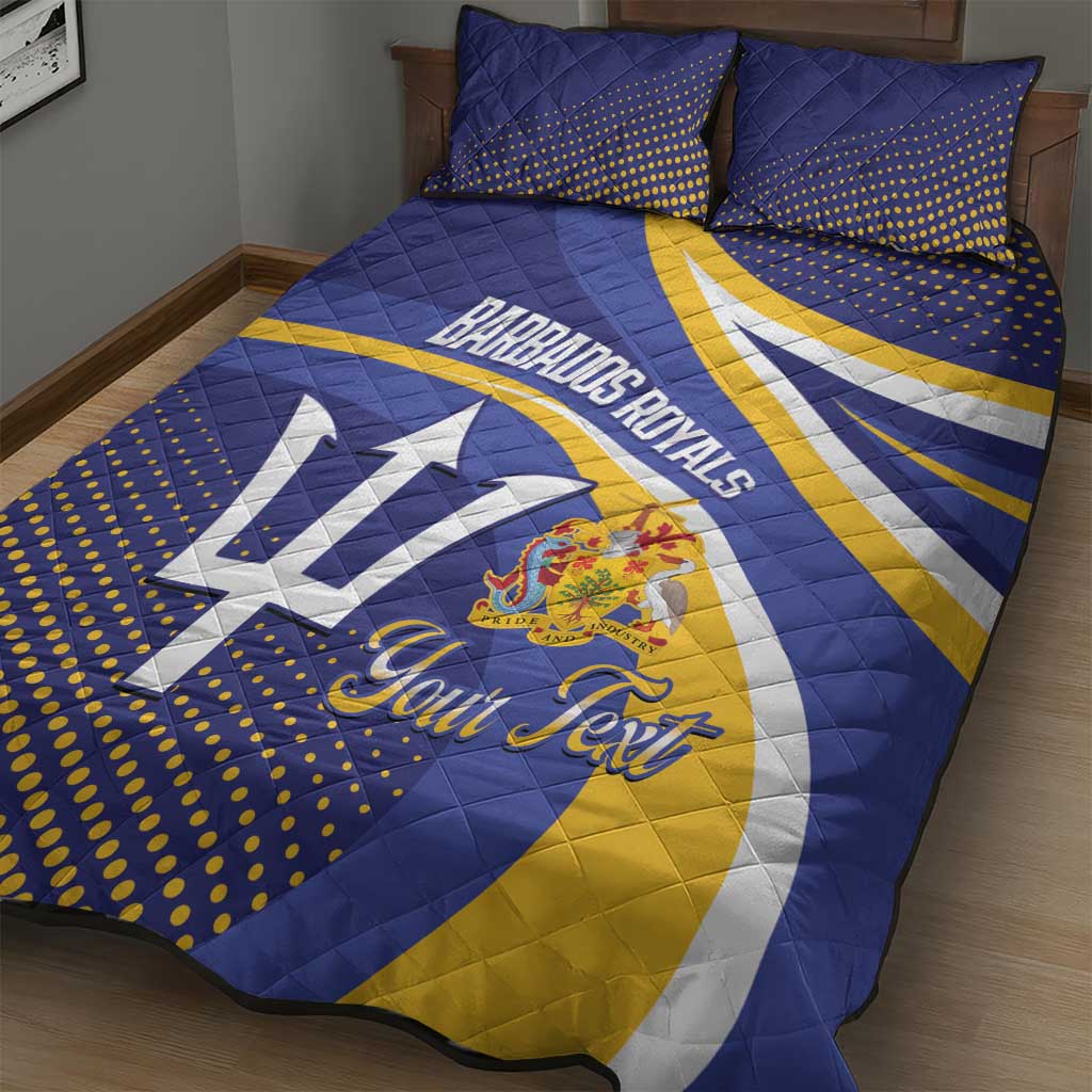 Custom Barbados Royals Cricket Quilt Bed Set Go Champions Tridents Yellow Version