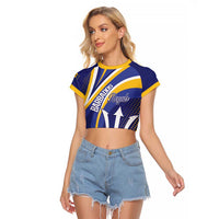 Custom Barbados Royals Cricket Raglan Cropped T Shirt Go Champions Tridents Yellow Version