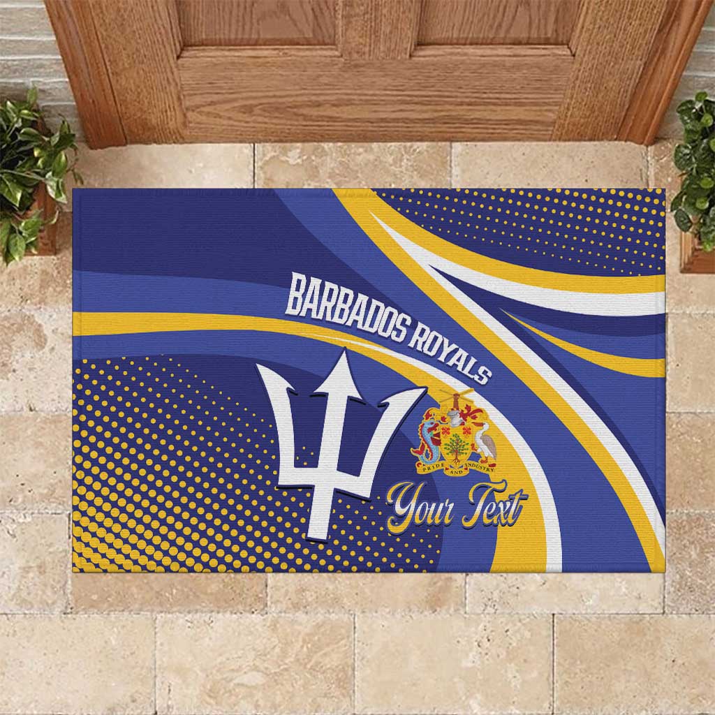 Custom Barbados Royals Cricket Rubber Doormat Go Champions Tridents Yellow Version