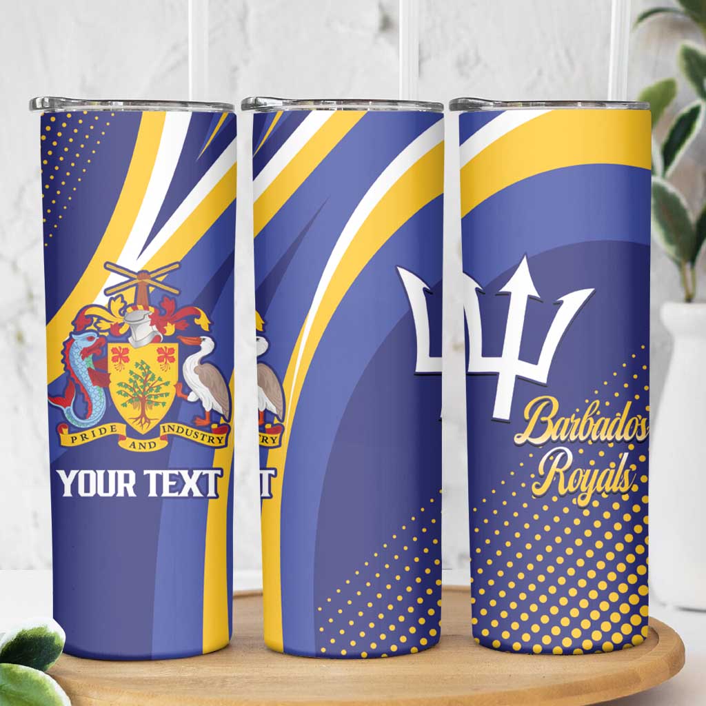 Custom Barbados Royals Cricket Skinny Tumbler Go Champions Tridents Yellow Version