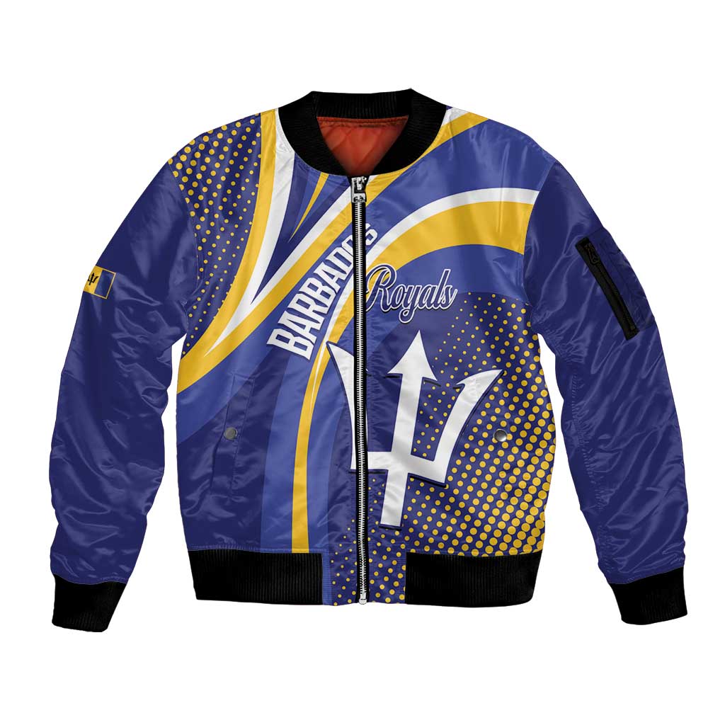 Custom Barbados Royals Cricket Sleeve Zip Bomber Jacket Go Champions Tridents Yellow Version